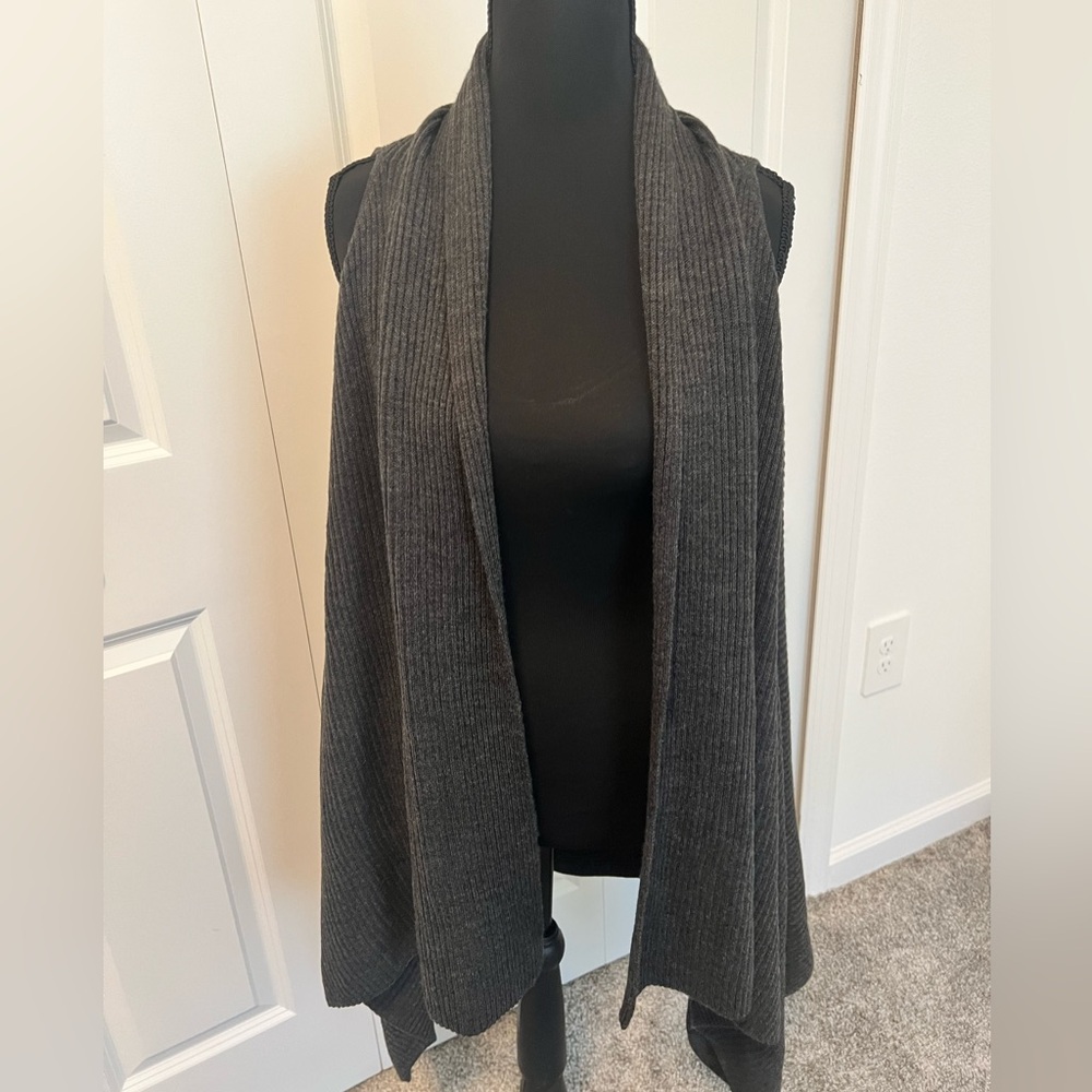 LOFT Charcoal Gray Open Front Cardigan Sweater One Size